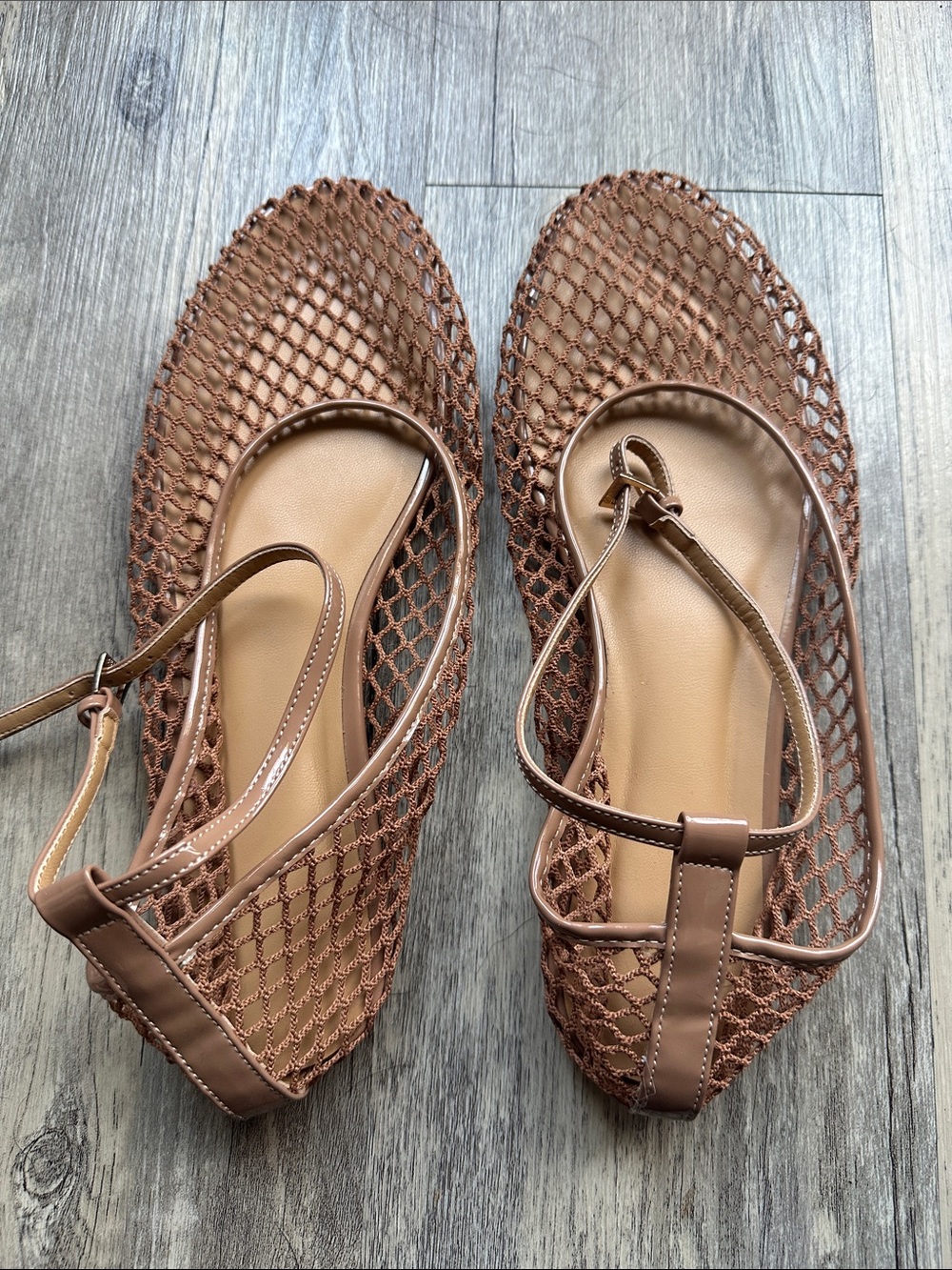 Women’s Brown Mesh Slingback Flats